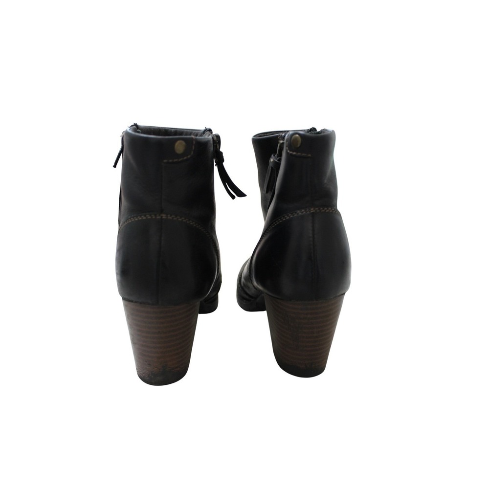 Clarks Pause Majesty Ankle Booties 7M Black Leather Block Heel Zip Minimalist - Picture 4 of 6